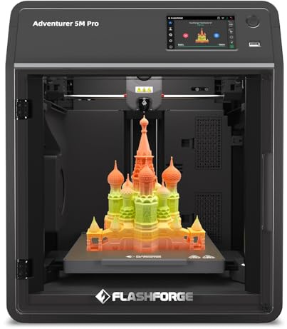 FLASHFORGE Adventurer 5M Pro 3D Printer: 600mm/s High-Speed, Auto Bed Levelling, Quick-Change Nozzle, 220x220x220mm PEI Plate & Dual Air Filtration for Makers/Workshops