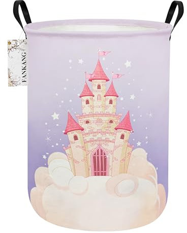 FANKANG Laundry Hamper Storage Bins Nursery Hamper Canvas Foldable Large Storage Baskets for Kids Toys Room, Nursery, Home,Gift Basket, Office, Bedroom, Clothes(Round Castle)