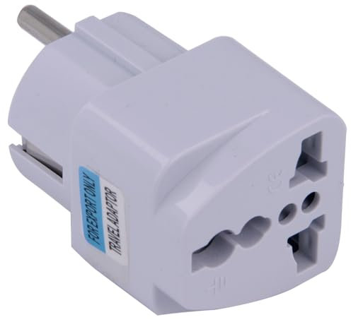 Adattatore universale multinazionale da viaggio per tipo europeo E, bianco, Francia, Germania, Grecia, Islanda, Polonia, Portogallo, Spagna, USA, Canada, Giappone, UK, Australia, Cina, Svizzera