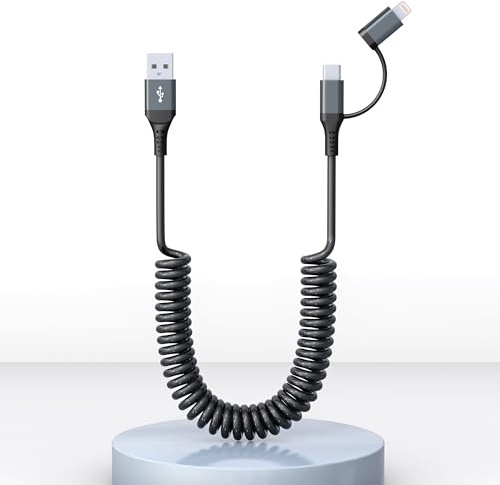Original Apple iPhone Kabel, MFi-zertifiziert, USB-C und Lightning-Kabel 2 in 1 Combo Apple Carplay und Android Auto, kurzes USB-Kabel für Auto, iPhone Ladekabel, kompatibel mit iPhone 16/15/14/13/12