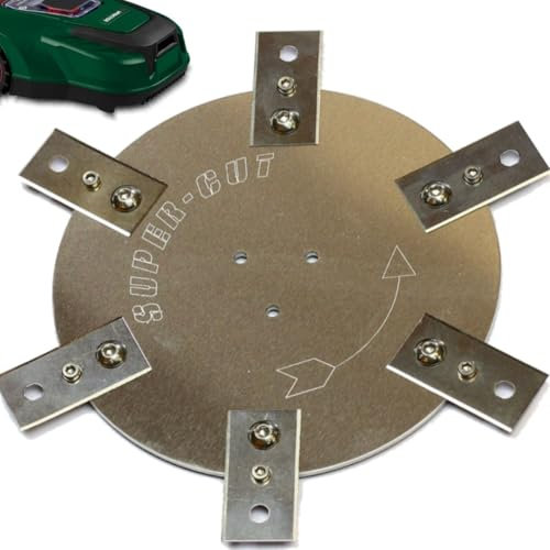 Messerscheibe Edelstahl/Aluminium für Parkside PMRDA - 220mm - 6 feststehende Ceranfeldschaber Klingen - Heavy Duty! Mähroboter Tuning Messerteller - 100% Metall