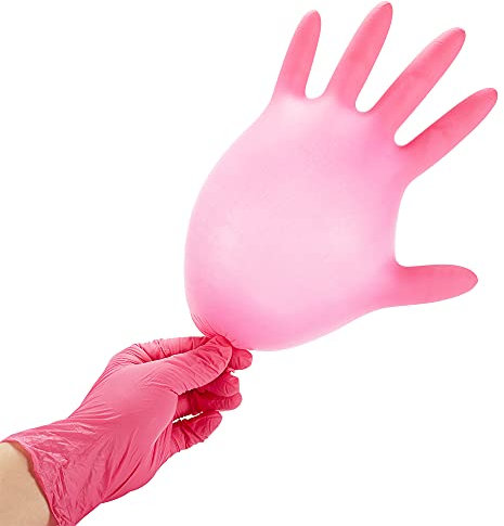 ZOMCHAIN Lot de 100 gants jetables en nitrile pour enfants de 7 à 14 ans – Sans latex, de qualité alimentaire, sans poudre – Pour travaux manuels, peinture, jardinage, cuisine, nettoyage – Rose