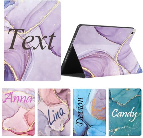 Xylota Personalisierte Hülle für Samsung Galaxy Tab S7 FE 12,4 SM-T970/T975/Tab S8+ 2022 SM-X800/X806/Tab S7 Plus, Marmor SchutzHülle mit Text Customized, Flip Folio Tablet Cover mit Standfunktion