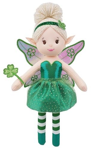 Lullaberry 30 cm verzauberte Feenpuppe Klee - Plüsch gefüllte weiche Puppe Mädchen Geschenk - Grünes Outfit und Flügel