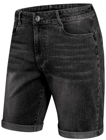 ZOXOZ Pantalones Cortos Vaqueros Hombre Clásicos Verano Estilo Casual Cintura Elástica Bolsillos Jeans Cómodos Moda Negro XL