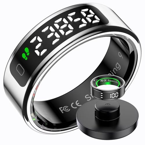 findtime Bague intelligente avec écran pour homme et femme IP68 étanche - Tracker Android iOS - Anneau de fitness intelligent SpO2 - Moniteur de fréquence cardiaque - Podomètre - Sport