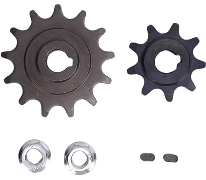 Alomejor Juego de piñones de cadena 420 de 13 dientes con tuercas y llaves, material de hierro de acero para motor de engranaje cepillado MY1016Z MY1018