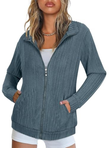 Plus Size Sweatshirts for Women Ladies Zipper Up Cardigans Hooded Jackets for Women UK Knitte Tunic Blouses Long Sleeve Tops with Pockets Casual Autumn Clothes Winter Top Blue