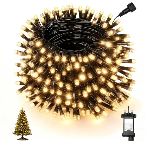 Dankeled Christmas Tree Lights, 25M 200 LED Fairy Lights Plug in with Timer/8 Modes/Memory Function, Waterproof Christmas String Lights for Outdoor Indoor, Garden Xmas Decorations, Warm White