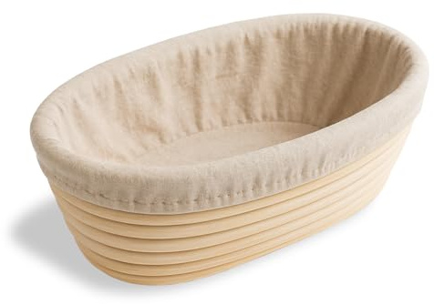 Homiely Bread Proofing Basket, Natural Rattan Sourdough, 10 banneton basket Oval with Linen Cloth for professional Home Bakers