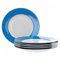 Van Well Vario Speiseteller-Set 6-teilig - Tafel-Service für 6 Personen - flache Ess-Teller mit Ø 26,5cm - Porzellan-Service weiß mit Rand in blau - Teller-Set mikrowellengeeignet