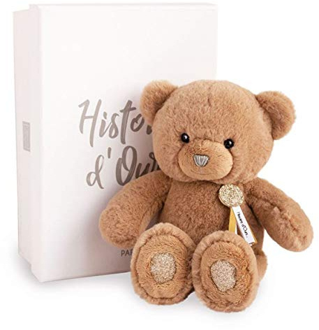 HISTOIRE D'OURS - Ours Charms Peluche Doudou pour Enfants - Marron Clair 24 cm - Cadeau Naissance Bébé Fille Garçon - Douce et Câline - Jouet Premier Âge - HO2809