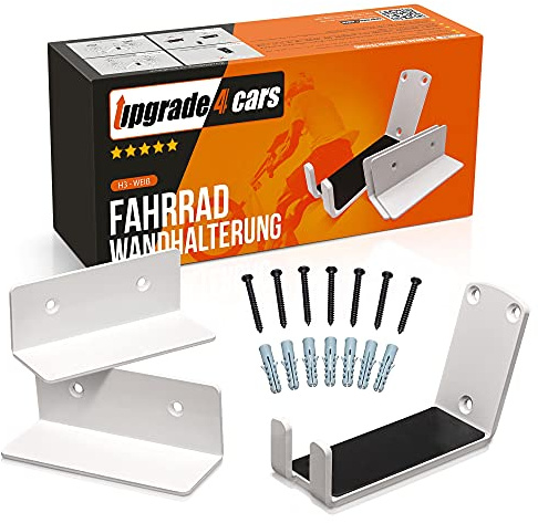 Upgrade4cars Soporte Bicicletas Pared Pedal | Colgador Bici Horizontal Blanco | Soportes para Colgador Bicicleta | Accesorios Bicis