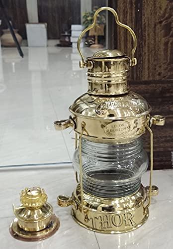 Lanterna a olio con ancora in ottone nautico Leeds Burton nave marittima lanterna 35,6 cm rustico vintage decorazione per la casa regali