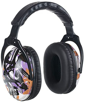 PROTEAR Kids SNR 28dB Noise Reduction Ear Protection Safety Ear Muffs, Adjustable Ear Defender for Kids, Children Hearing Protection Firework, Homework (Graffiti Purple)