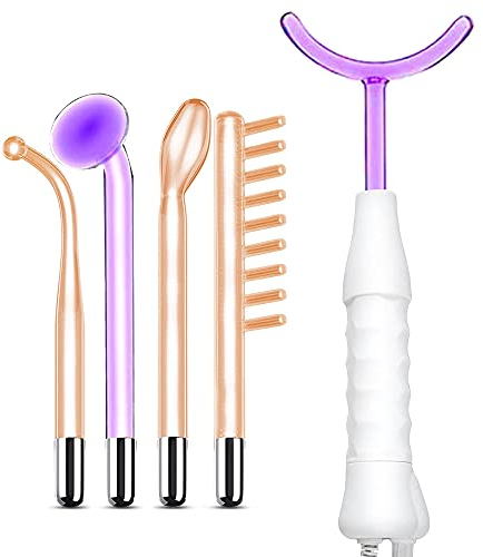 Alta Frecuencia Facial Aparato, Maquina cuidado facial para Quitar Arrugas, Acné y Alopecia con 5 Electrodos