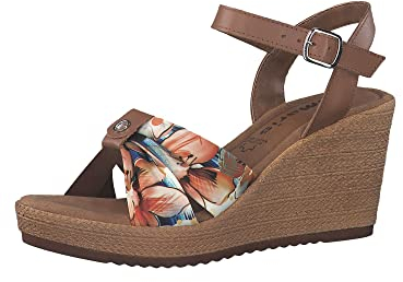 Tamaris Damen 1-1-28346-20 Keilsandale, Cuoio/Flower, 39 EU