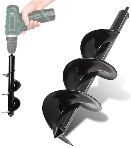 Taladro para jardín Ø 90 mm - Broca Ø punta 8 mm - Longitud de la broca 25 cm - Broca de acero para cavar hoyos rápidamente y plantar flores, árboles, arbustos, estacas, postes