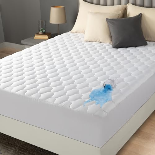 Utopia Bedding Waterproof Mattress Protector, Full Mattress Pad, Noiseless Quilted Fitted Cover with Deep Pocket Stretches up to 16 Inches (White)