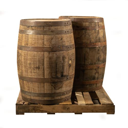 Midwest Barrel Company Authentic Bourbon/Whiskey Barrel (53 Gallon) Used Genuine American White Oak Wood Barrel for Decoration, Furniture & DIY Projects - 2 Barrels