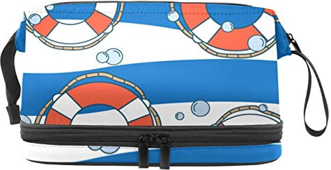 Large Capacity Travel Cosmetic Bag,Lifebuoy Nautical,Makeup Bag,Waterproof Makeup Bag Organizer
