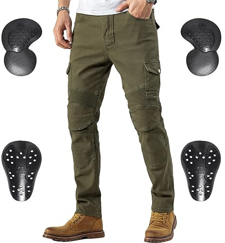 CTBQiTom Morradhose Herren Motorrad Hosen Motorrad Jeans Motorradhose Jeans Gepanzert mit CE Rüstung,Armee Grün 34W/30L
