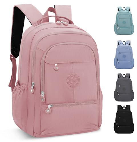 KTUEOV Sac a Dos College, Sacs à Dos Loisir Étanche avec Compartiment pour 15.6'' Ordi Portable Cartable Fille Collège en Nylon Multipoches, Leger Sac à Dos Ecole Backpack Femme pour Voyage, Travail