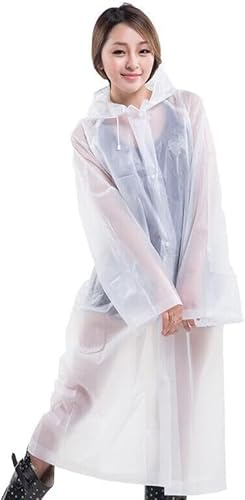 Boolavard Adult Unisex Reusable Waterproof Rain Coat Portable Rain Jacket Poncho for Outdoor 150 * 65cm (UK, Alpha, One Size, Regular, Regular, Transparent)
