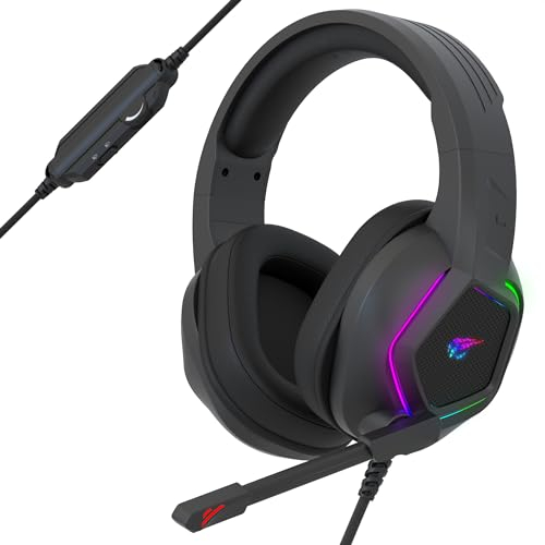 Strex Gaming Headset mit Mikrofon & RGB Beleuchtung - 7.1 Surround Sound - geeignet für PC / PS4 / PS5 / Xbox