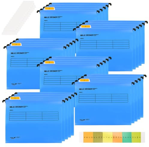 SHUESS 30 Stück Hängemappen A4, Hängemappen Blau mit Tabs und Karteneinsätzen, für Schule, Arbeit, Büro, Zuhause