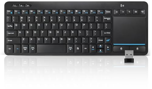 Bnnwa Tastiera wireless Bluetooth multi-dispositivo con touchpad, tastiera TV wireless con trackpad multi-touch, supporta 3 dispositivi per TV, Windows, Android, Chrome, laptop, tablet
