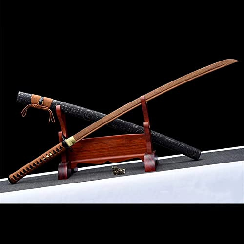 HJHUUA Spada Samurai in Legno da 103 cm con Fodero,Lama in Palissandro Naturale,bokken Fatto a Mano,Katana in Legno per Cosplay,Collezione,Kendo,Regali