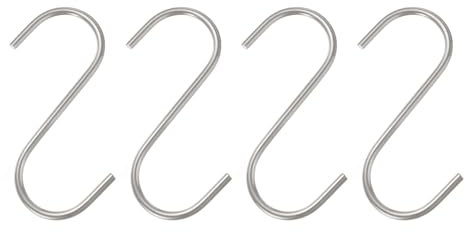 QUARKZMAN 4pz Ganci a S Lunghi 4 Pollici Ganci a S Extra Lunghi Metallo ad Alta Resistenza Acciaio al Manganese per Organizzare Utensili Cucina Giardino Bagno Garage Armadio, Argento