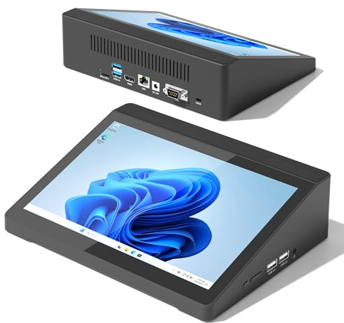 HEIGAOLAPC Mini Computer PC Mini PC Deko mit Touchscreen Monitor 10.1 Zoll, Win 10 Deko-mini J3455, 4GB LPDDR4 RAM, 64GB Rom eMMC, 4K Displayausgang HDMI 1.4, 2XUSB3.0, 2XUSB2.0, WiFi5, RS232, RJ-45