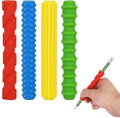 4 Impugnature per Matite in Silicone Testurizzato, Strumenti di Scrittura Sensoriali Penna Fidget per Bambini e Adulti Disegno e Colorazione Premi in Classe (Colori Caramella)