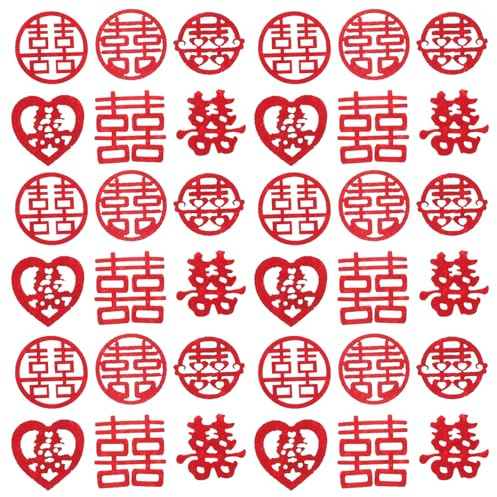 OUNONA 120 Pezzi Coriandoli Personaggio Xi Non Tessuto, Decorazioni Cinesi per Matrimoni e Banchetti, Coriandoli da Tavolo Sparsi per Festa e Addobbi Nuziali Tradizionali Stile Casuale