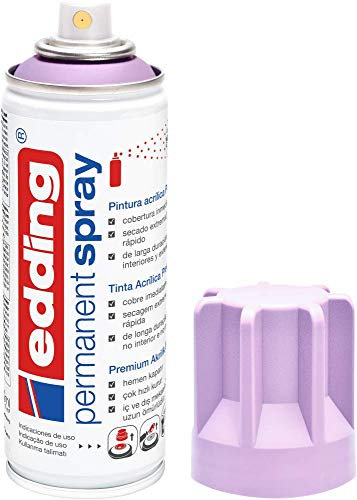 edding 5200 spray permanente - lavanda suave mate - 200 ml - pintura acrílica para pintar y decorar vidrio, metal, madera, cerámica, plástico, lienzo - aerosol, spray acrílico, spray de pintura