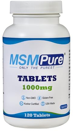 KALA HEALTH MSMPure MSM Tablets – 1,000 mg US-Made MSM per Tablet for Joint Health, Skin Appearance, Hair & Nail Support – Coated for Easy Swallowing, Tasteless – 120 Count