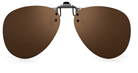 JM Occhiali da Sole Clip Polarizzata Lenti Flip Up Stile Senza Cornice per Occhiali da Vista Marrone