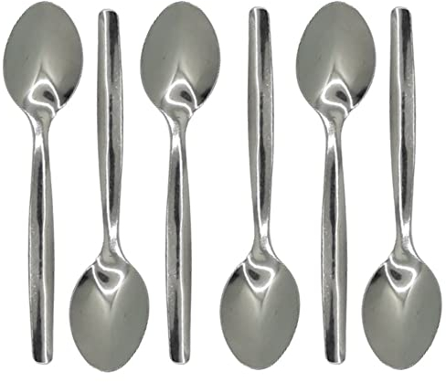 Maelsa® Lot de 6 Petites Cuillères à Café Cuillère de Table et Cuillère à Dessert en Acier Inoxydable 11,5 x 2,5 cm Pour le café, moka, expresso, thé Convient également à la dégustation de verrines
