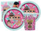 Isola Party Kit festa di compleanno Lol Surprise per 16 persone eco-friendly (16 piatti di carta ⌀ 20 cm, 16 bicchieri di carta 266 ml, 16 tovaglioli di carta 33x33 cm)