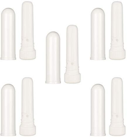 FOMIYES DIY Salt 5PCS Inhalers Tubes, White Essential Oil Refillable Inhalers, Reusable Empty Blank Inhalers for Essential Oils Refillable Stick