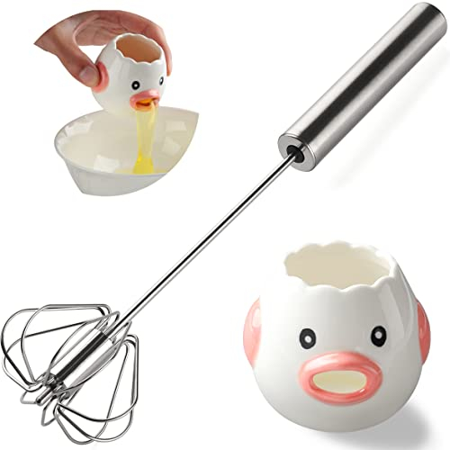 Eiertrenner Set Eigelb Weiß Separator & Schneebesen Edelstahl Eiweiß Eigelb Filter Eierteiler für Kochen Küche Gadget (2)