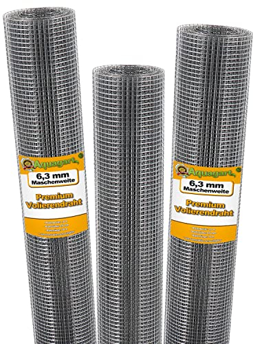 Aquagart® Rete per topi da voliera, 40 m x 1 m, larghezza maglie 6,3 mm, rete metallica zincata, robusta griglia di saldatura