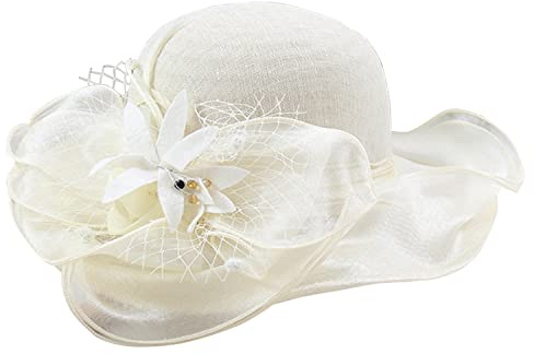 Petalum Chapeau de Mariage Vintage Année 50 Femme Chic Capeline Eglise Elégant Fascinator Hat Chapeau Bibi de Soleil avec Voile Ruban en Maille Plume Fleuri pour Cocktail Marié Cérémonie