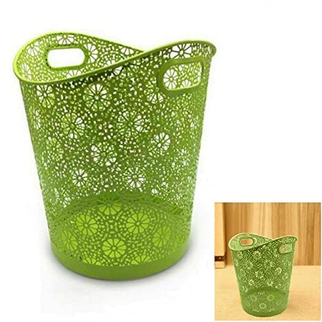 ARA CHOICE Colorful Modern Floral Waste Bin Rubbish Bin Home Office Waste Paper Bin Bedroom Bin Easy to Use with Attractive Colorful Looks (Green)
