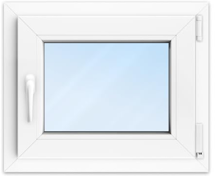 FENSTERVERSAND - Kellerfenster 60x40 Kunststofffenster Weiß - 2-fach Verglasung mit Klarglas - Dreh- & Kippfenster, Fenster Kunststoff - DIN rechts - BxH: 600x400 mm, 70 mm Profil