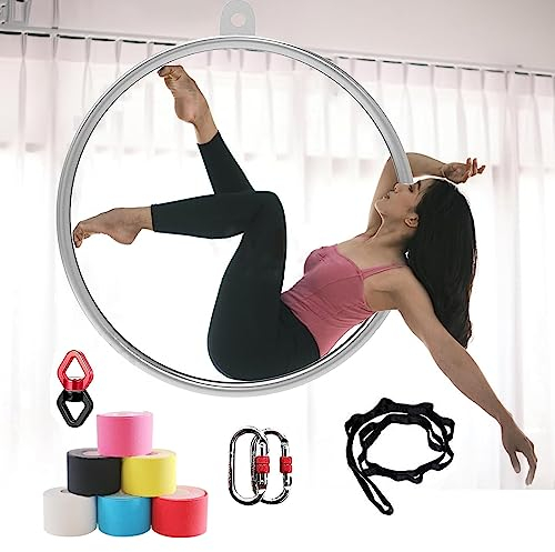 Aerial Ring Lyra Hoop Set – Single Point Edelstahl Hoop für Aerial Dance & Yoga Training – 80–100 cm – Maximale Belastung 150 kg – Aerial Yoga Equipment