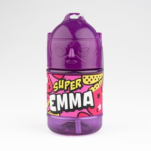 Personalisierte Kinder-Trinkflasche mit Strohhalm – Super Emma