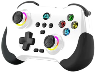 Koiiko Wireless Gaming Controller for Hall Effect Triggers Hall left & right rocker, Gamepad for ipad/iphone Android/PC/Switch/Streaming Xbox/PS3/PS4, Bluetooth, Pocket Size (White)